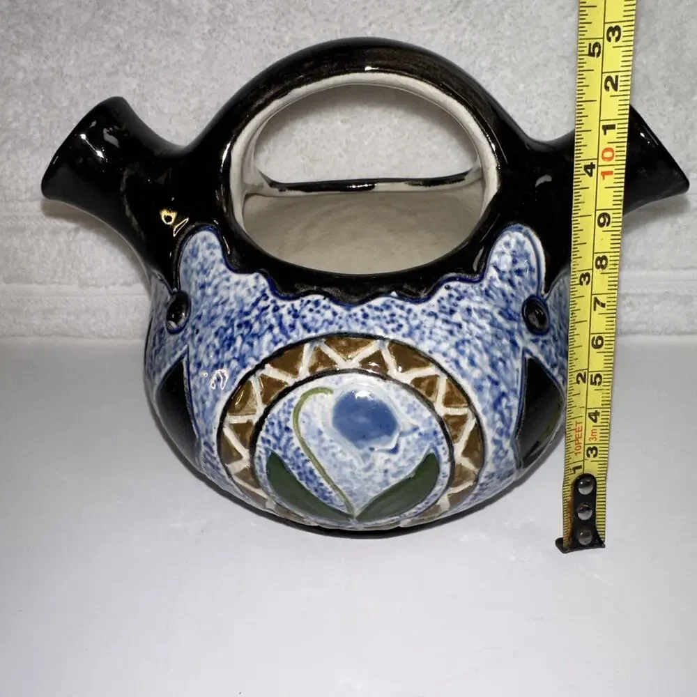 VTG Antique Amphora Blue Flowers Wedding Vase